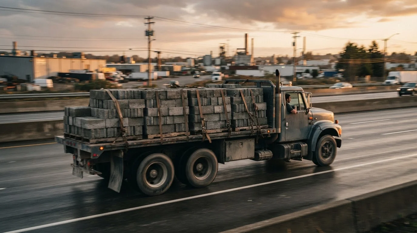 Naydo Keystone delivery truck loaded with building materials