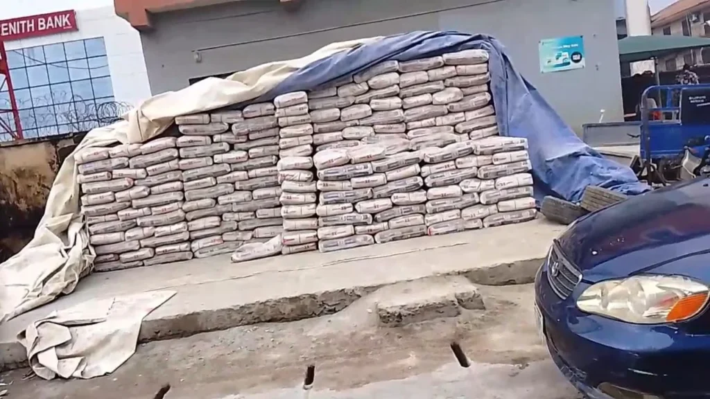 Cement stock at the factory
