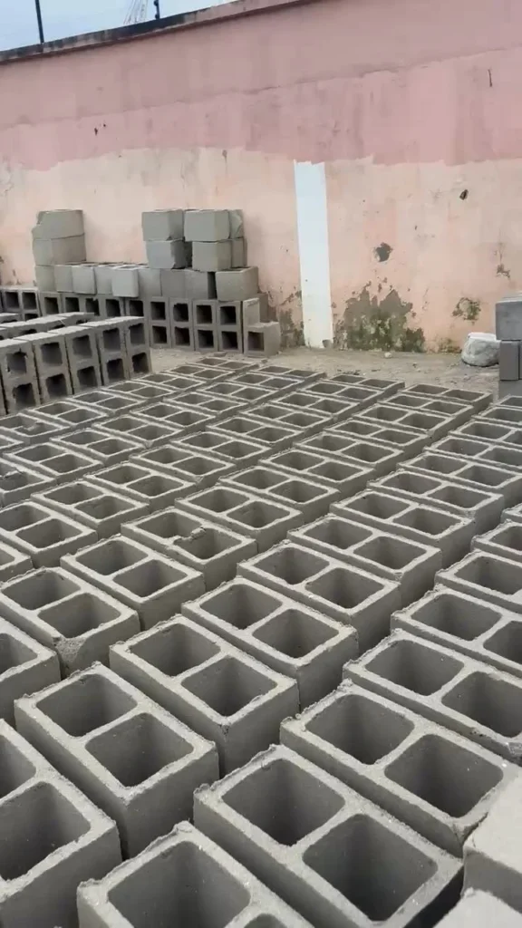 Blocks curing in the yard