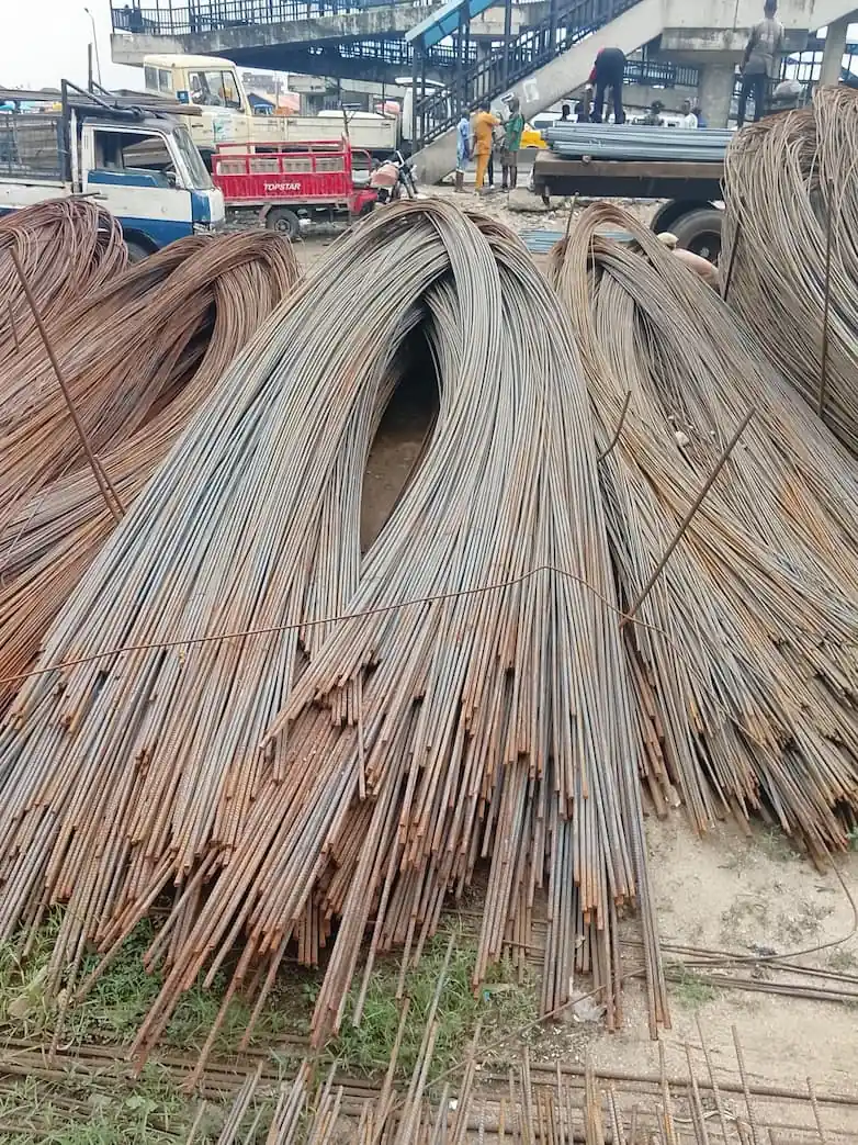 Bundles of reinforcement steel rods in stock at the Naydo Keystone yard in Lagos